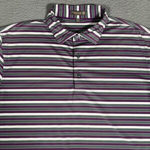 Peter Millar Shirt Mens Large Purple Striped Summer Comfort Golf Polo Casual